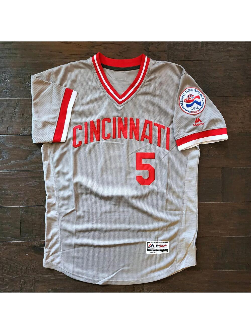 Johnny Bench #5 Cincinnati Reds Majestic Size 40 MLB HOF - Picture 6 of 8